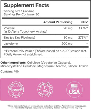 FLO Acne Supplement for Clearer Skin with Zinc & Vitamin E - 30-Day Supply