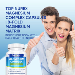 Top Nurex Magnesium Complex 1000 mg, 8-Source Magnesium Blend with Glycinate, Citrate, Malate & Taurate, Vegan Non-GMO Formula, 90 Capsules Kunnozz buy supplements Au