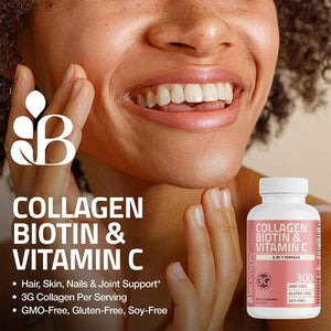 Bronson Collagen Peptides 3000mg with Biotin & Vitamin C, 90 Tablets - Hair, Skin & Nails Support, 3g Collagen per Serving, Non-GMO, Gluten-Free, Soy-Free