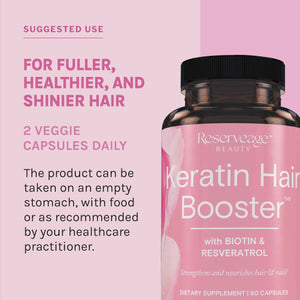 Reserveage Ultra Collagen Booster & Keratin Hair Booster - Features Dermaval, Biotin & Resveratrol - Support Hair & Skin - 60 Ultra Collagen Capsules, 60 Keratin Capsules