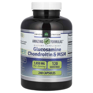 Amazing Formulas Glucosamine Chondroitin & MSM Supplement - 1850 Mg per Serving - 240 Capsules - Non-GMO - Gluten-Free - Made in USA