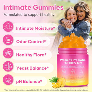 Beyxdu Probiotics for Women Gummies with Slippery Elm Feminine Balance Gummies for Women Vaginal Probiotics with Prebiotics & Lactobacillus Probiotic Blend Vaginal Odor & Vaginal Flora 120Gummy