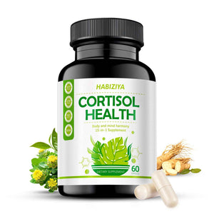 HABIZIYA Cortisol Support Supplement with Magnesium Glycinate, L-Theanine, Ashwagandha, Phosphatidylserine,Rhodiola Rosea 15-in-1 Hormone Balance for Women Men Mood, Focus, Sleep Support 60 Capsules