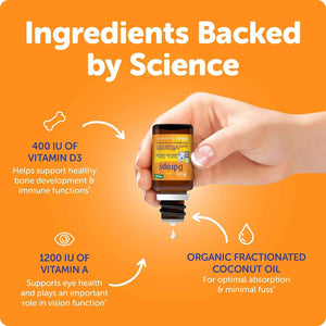Ddrops Baby Organic Liquid Vitamins A&D Drops for Infants, 60 Drops. Supports Babies’ Eye Health, Bone Development and Immune Function. Certified Organic, Non-GMOs, Allergy-Friendly