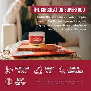 BioBeet Max Strength Beet Root Juice Powder - 20:1 Concentrate, Each Serving Derived from 60,000 mg Organic Beetroot - Cold-Pressed, USA Grown - Nitric Oxide, Circulation Support - 50 Servings