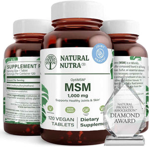 Natural Nutra OptiMSM, MSM Supplement with Sulfur 1000 mg, 120 Vegan Tabs