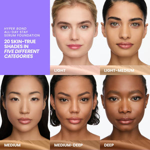 Wonderskin Hyper Bond All-Day Stay Serum Foundation - Waterproof, Transfer-Proof, 24HR Longwear Face Makeup with Niacinamide & Hyaluronic Acid - Lightweight, Natural Finish (Moonstone)