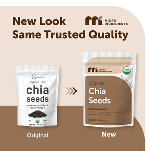 Micro Ingredients Organic Chia Seeds, 4lbs - Contains Omega-3s - Non-GMO - Excellent Source of Fiber - Plant Based Protein - Raw Chia Seed Source - Great for Baking, Smoothies & Pudding - Gluten Free