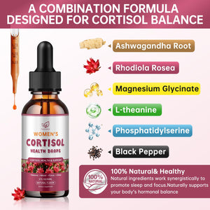 Cortisol Manager Liquid Drops, Cortisol Supplements for Women, with magnesium ashwagandha, rhodiola rosea,l-theanine,Phosphatidylserine-Promote Relaxation and Support Mood- 30 Day Vegan Supply Fzjjyana buy supplements Au
