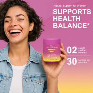 Her Juicy Women's Probiotic Gummies: Supports Women’s Wellness & pH Balance, Clean Vegan, Pineapple Flavor, Prebiotics & Lactobacillus Blend, with Slippery Elm, Gut Health & Immune Defense, 60 Gummies Heawdra buy supplements Au