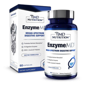 1MD Nutrition EnzymeMD - Digestive Enzymes Supplement - Doctor Formulated - 18 Plant-Based Enzymes - Gas & Bloating Support - 60 Capsules