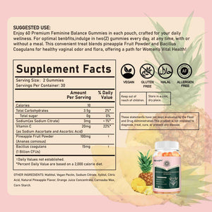 SUWENY Pineapple Gummies for Women ph Premium Feminine Balance Gummies for Women Health Immune Support Vegan, Gluten-Free & Halal-60 Gummies-30 Servings (1)