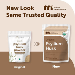 Micro Ingredients Organic Psyllium Husk Powder, 2lbs (32oz) - Daily Soluble Fiber Supplement - India Origin - Non-GMO, Keto Friendly, Vegan