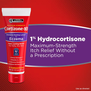 Cortizone-10 Maximum Strength Intensive Healing Itch Relief Lotion for Eczema, 1% Hydrocortisone, Fast-Acting, Anti-Itch Cream for Minor Skin Irritations, Rashes and Inflammation Due to Eczema, 3.5 oz Cortizone 10Buy Supplements Australia