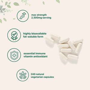 Liposomal Vitamin C 2,500mg, 240 Veggie Capsules - Highly Bioavailable Fat Soluble Form - Immune Support & Antioxidant Supplement - Liposomal Delivery for Superior Absorption - Non-GMO, Gluten Free