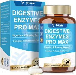 Digestive Enzymes Pro Max 1000mg, 25-in-1 with Apple Cider Vinegar, Probiotics, Prebiotics, Postbiotics, Bromelain, Papain, Lactase, Gentian, Artichoke, Ginger for Digestion, Bloating & Gut, 120 Caps