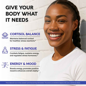 Cortisol Supplement for Women - Holy Basil - Ashwagandha - Rhodiola - L-Theanine - Plant-Based Hormone Balance - Mood, Focus & Sleep Support - Made in USA