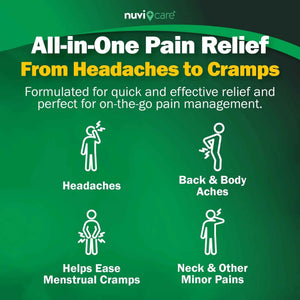NUVICARE Headache Relief with Acetaminophen 250 mg, Aspirin (NSAID) 250 mg, Caffeine 65 mg - Temporary Relief of Minor Aches & Pains - Compare to Excedrin Extra Strength Pain Reliever (2 Pack)