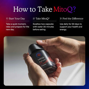 MitoQ Pure Advanced Mitochondria Supplement Superior Bioavailability to CoQ10 - Reduces Free Radical Damage for Healthy Aging, Metabolism, Heart Health, Energy, Strength & Mobility
