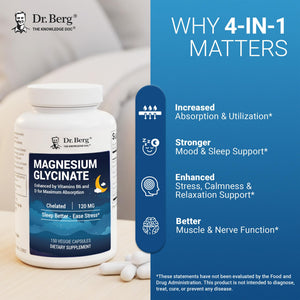 Dr. Berg Magnesium Glycinate 150ct – 4-in-1 Chelated for Muscle, Nerve, Sleep & Stress Support*– w/ D3, B6 & Zinc – 4X Lab-Tested – No Fillers – Formulated in USA, GMP-Certified Dr. Berg Nutritionals buy supplements Au