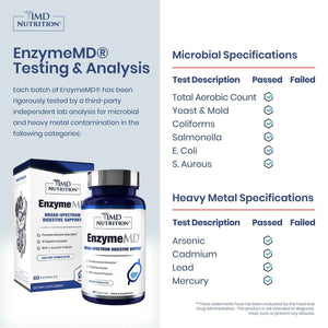 1MD Nutrition EnzymeMD - Digestive Enzymes Supplement - Doctor Formulated - 18 Plant-Based Enzymes - Gas & Bloating Support - 60 Capsules