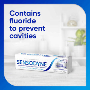 Sensodyne Extra Whitening Sensitive Teeth and Cavity Prevention Whitening Toothpaste, Amazon Exclusive, Cool Mint, Amazon Exclusive