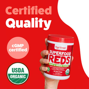 Feel Great Organic Superfood Reds Powder Packed with Beet Root Powder | Digestive Support Including Bloating Relief | Fruit and Veggie Polyphenols Supplement. The Feel Great Vitamin CompanyBuy Supplements Australia
