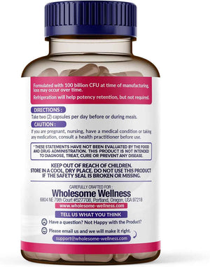 Wholesome Wellness 100 Billion CFUs with Prebiotics and Organic Probiotics 100 Billion CFU for Men and Women Bundle