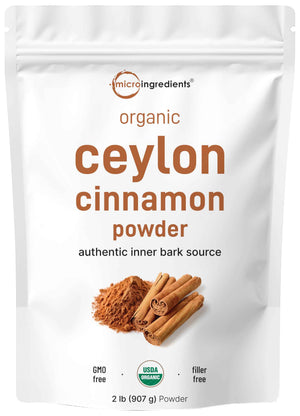 Micro Ingredients Organic Ceylon Cinnamon Powder, 8 oz - Sri Lanka Source - True Cinnamon for Spice & Seasoning - Great for Baking, Cooking, & Drinks - Additive Free, Non-GMO