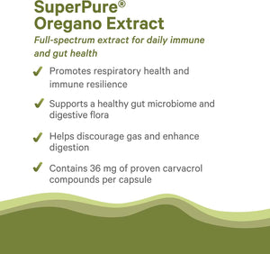 PURE SYNERGY SuperPure Oregano Extract - Oregano Oil Extract Capsules - Organic Oil and Leaf Supplement - for Immune, Digestive, and Respiratory Health (60 Capsules)