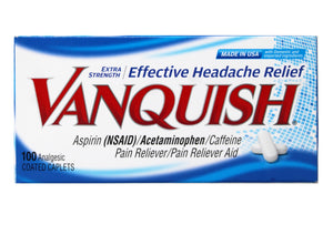 Vanquish Extra Strength Pain Reliever Headache Relief Aspirin Acetaminophen Caffeine 100 Coated Caplets (Pack of 2) VanquishBuy Supplements Australia