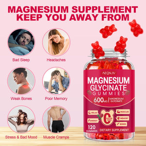 Magnesium Glycinate Gummies 600mg, Sugar Free Magnesium Gummies for Adults, Chewable Potassium Supplements for Body Support, Zzz and Relaxation, 120 Count AEQNJVBuy Supplements Australia