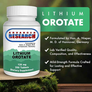 Nutrient Carriers Advance Research Lithium Orotate 120 Mg 200 Tablets(Pack of 2)