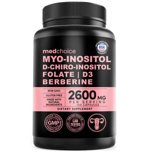 14-in-1 Women’s Inositol Complex Supplement - 40:1 Myo & D-Chiro Inositol with Folate, Vitamin D3, Zinc, Magnesium & Botanicals for Hormone