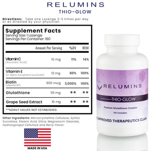 Relumins Thio-Glow Chewable Sublingual Glutathione Complex with Biotin, VIT C & E, Plus Grapeseed Polyphenols – 330mg Gluta Per Serving – 4X Effective, Ultimate Wellness Gift for Moms x 3 Bots Relumins buy supplements Au