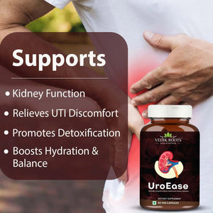 VEDIKROOTS UroEase | Ayurvedic Herbal Supplement for Kidney Health & Uric Acid Levels | Supports Urinary Tract Health | 60 Veg Capsules VEDIKROOTSBuy Supplements Australia