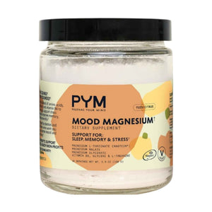 PYM Mood Magnesium Powder to Support Stress & Better Sleep, 30 Servings - Magnesium Glycinate, Magnesium Malate & l-Threonate, Yuzu Citrus - Non-GMO