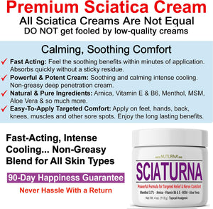 Sciatica Nerve Cream - Maximum Strength Comfort Cream for Feet, Hands, Legs, Toes, Back - Natural Ultra Strength Arnica, MSM, Menthol, Soothing Comfort, 2 Oz NuturnaBuy Supplements Australia