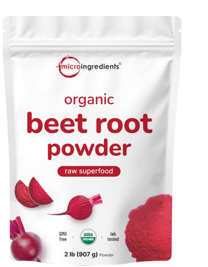 Micro Ingredients Organic Beet Root Powder, 4lb (64 oz) - Nitric Oxide Supplement, Water Soluble, Highly Concentrated Raw Beet Supplement, Superfood Drink Mix, Non-GMO, Plant Based