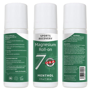 Seven Minerals Magnesium Roll On Stick with Menthol for Pain Relief - Cooling Magnesium Oil for Sports Recovery, Sore Muscles, Backache - Fast Acting - All Natural Alternative, 3 Fl Oz Seven MineralsBuy Supplements Australia