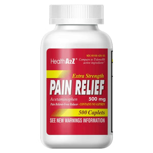 HealthA2Z Extra Strength Pain Relief - Acetaminophen 500mg - Contains No Aspirin - Fever Reducer - Pain Reliever (500 Count (Pack of 1))