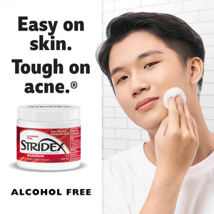 Stridex Medicated Acne Pads, Maximum, 55 Count - Facial Cleansing Wipes, Alcohol Free