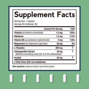 Doctor's Recipes L-Theanine 200 mg, Magnesium Glycinate, Ashwagandha, Inositol, Vitamin B6 B1 B2, Calm Relaxation Mood Cortisol Manager Nerve Focus Sleep Aid Quality No Drowsiness, Vegan, 90 Capsules Doctor's RecipesBuy Supplements Australia