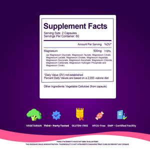 Magnesium Complex, Magnesium Glycinate, Elemental Magnesium Supplement with Taurate, Citrate, Orotate & Aspartate, Supports Muscle Relaxation, Heart Health, Sleep & Energy | Vegan (500mg) VCCVBB buy supplements Au
