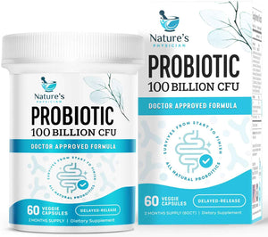 Nature's Physician Probiotics - 100 Billion CFU Per Capsule - 16 Strains + Prebiotics - Best Probiotic Supplement for Women & Men - Supports Immune