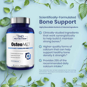 1MD Nutrition OsteoMD for Comprehensive Bone Support - with Calcium Hydroxyapatite, Vitamin D3 & K2 - 180 Capsules (2-Pack)