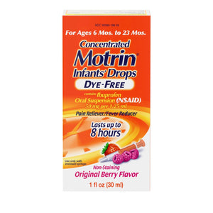 Motrin Infants Infant Ibuprofen Oral Suspension Concentrated Drops, NSAID Fever Reducer & Pain Reliever for Babies, Dye Free, Alcohol-Free, Berry Flavor, Includes Enclosed Syringe, 1 fl. oz Infants' MotrinBuy Supplements Australia