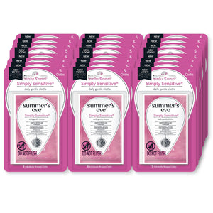 Summer's Eve Feminine Wipes, Simply Sensitive, 5 Count Trial & Travel Size, 24 Pack
