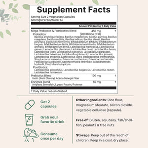 Micro Ingredients Probiotics 200 Billion CFU, 120 Veggie Capsules | Mega Probiotics for Men & Women | 40 Strains with Prebiotics, Postbiotics & Digestive Enzymes | Gut, Immune & Digestive Health