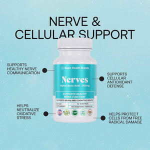 Basic Brands Nerves Alpha Lipoic Acid, 200 mg 1 Pack - Antioxidant, Immune Support, Eye Health Support, Heart Health Support, Nerve Health